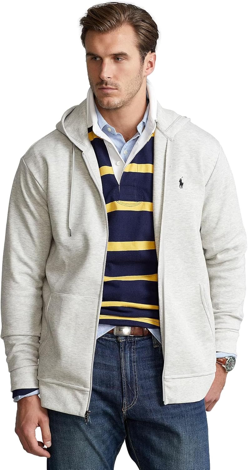 Толстовка с капюшоном на молнии Big&Tall Double Kint POLO RALPH LAUREN, Light Sport Heather — фото 2