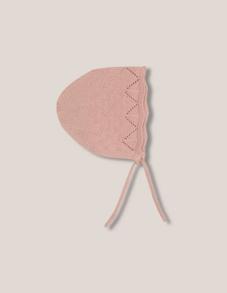 

Вязаный детский капюшон с ажурными и волнами Gocco, цвет Rosa