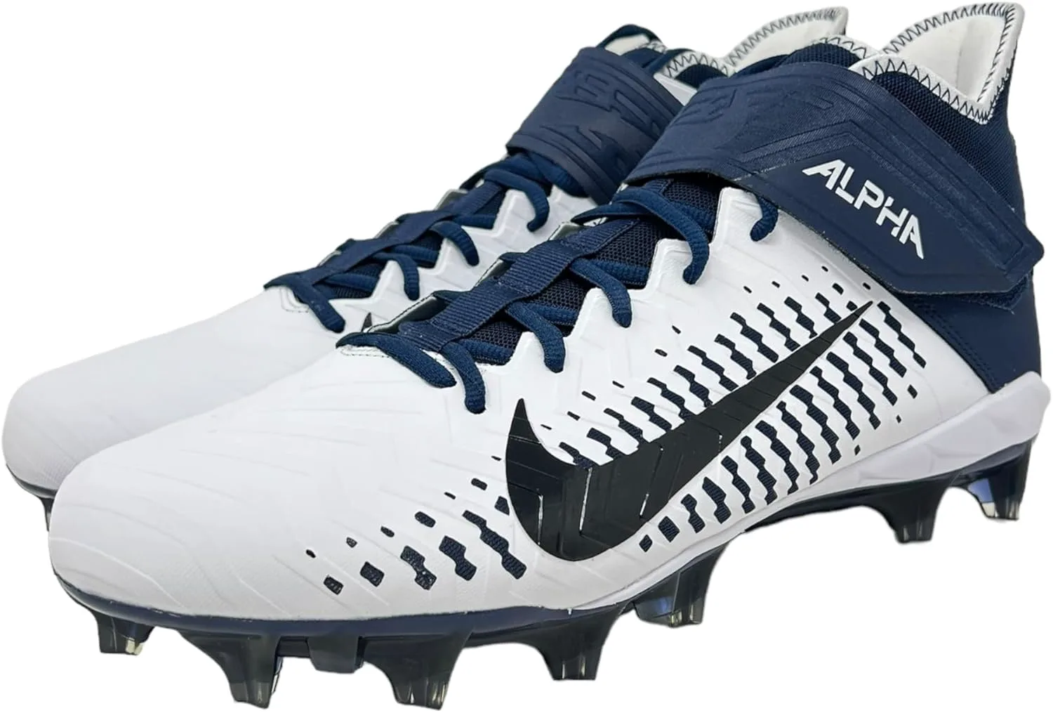 Футбольные бутсы Nike Alpha Menace Pro 2 Mid для мужчин, белый/черный/темно-синий — фото 4