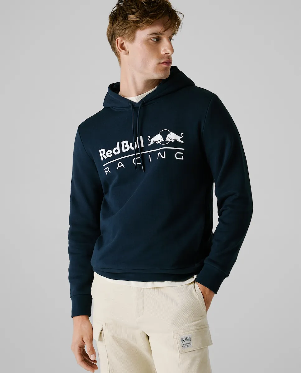 

Мужская толстовка с регулируемым капюшоном и напечатанным логотипом Pepe Jeans, темно-синий