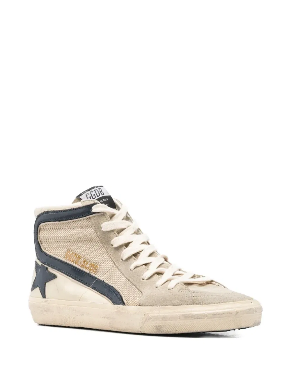 Кроссовки с декорированными звездами Slide GOLDEN GOOSE, бежевый — фото 2
