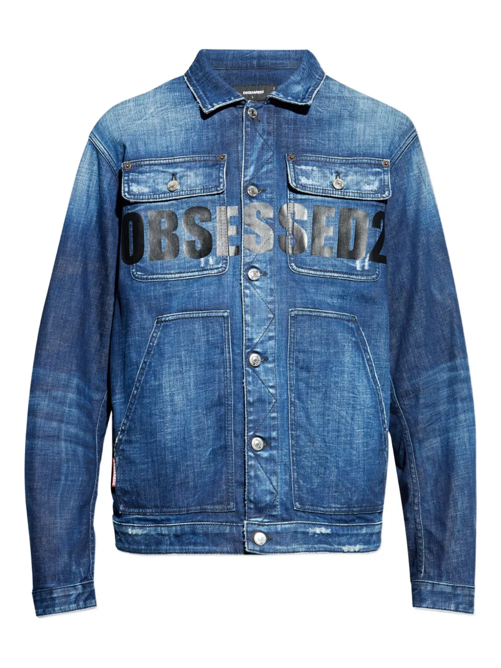 

Джинсовая куртка с принтом Dsquared2, синий