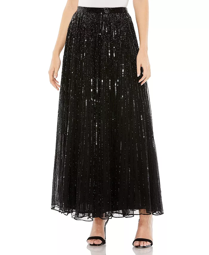 

Женская длинная вечерняя юбка из шифона, украшенная пайетками Mac Duggal, черный