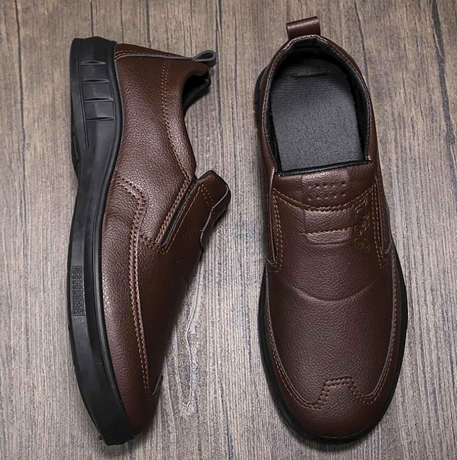 Туфли повседневные классические, легкие мужские, без бренда, модель Classic Business Casual, коричневый DAO-UPPSE — фото 4