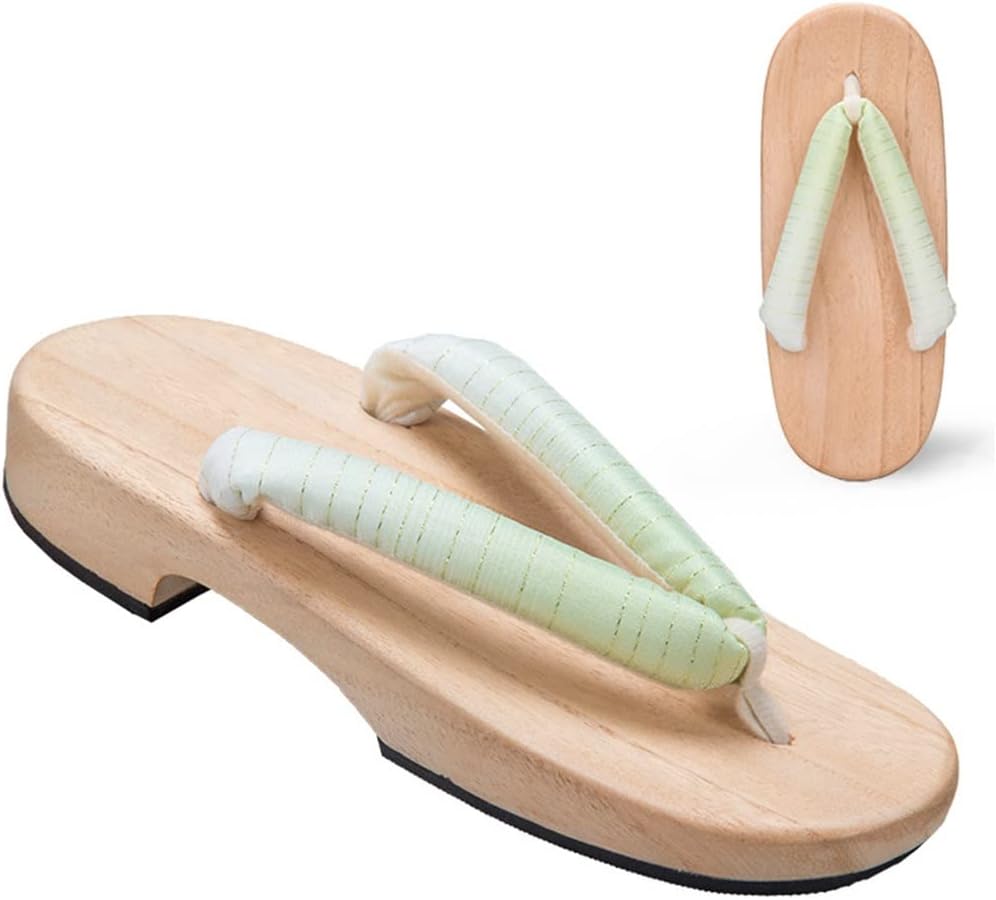 

Женские и мужские шлепанцы для дома с открытым носком, женские тапочки, традиционные деревянные сабо, сандалии Гета, с плоской подошвой, широкие, градиентные, однотонные, повседневные тапочки Kitcissl, зеленый