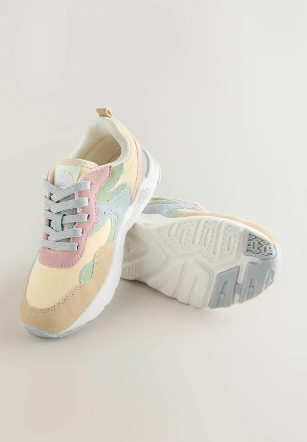 Широкие кроссовки на шнуровке с цветовыми блоками Next, Multi Pastel — фото 3