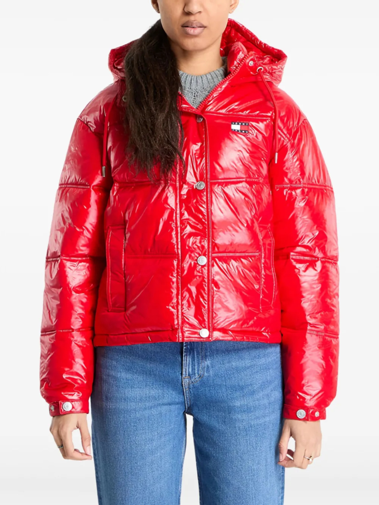 

Tommy Jeans глянцевый пуховик, красный