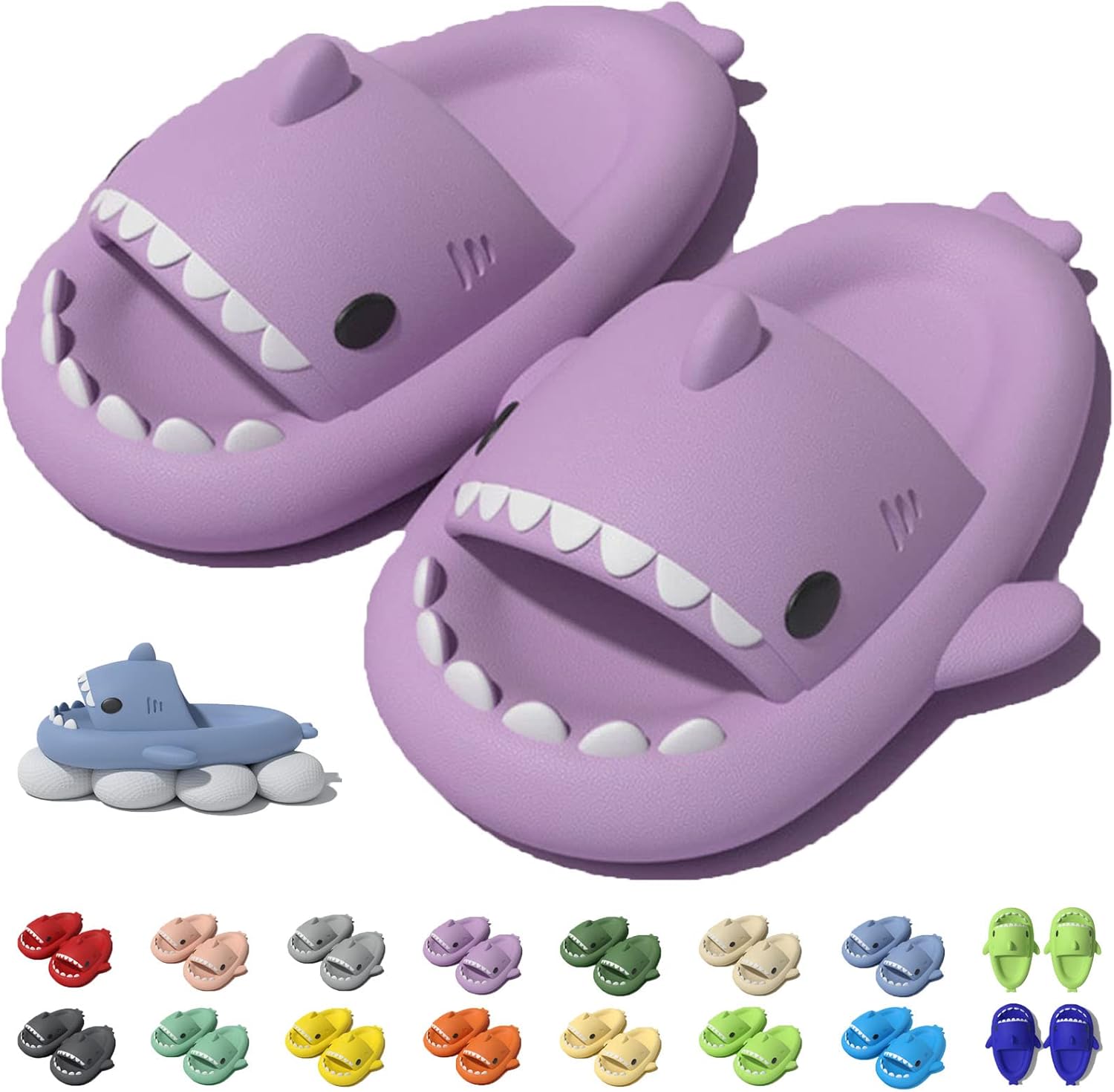 Оригинальные шлепанцы Jfxgjuv Sharky, Нескользящие шлепанцы Shark с подушкой, сандалии для мужчин, женщин и детей, фиолетовый