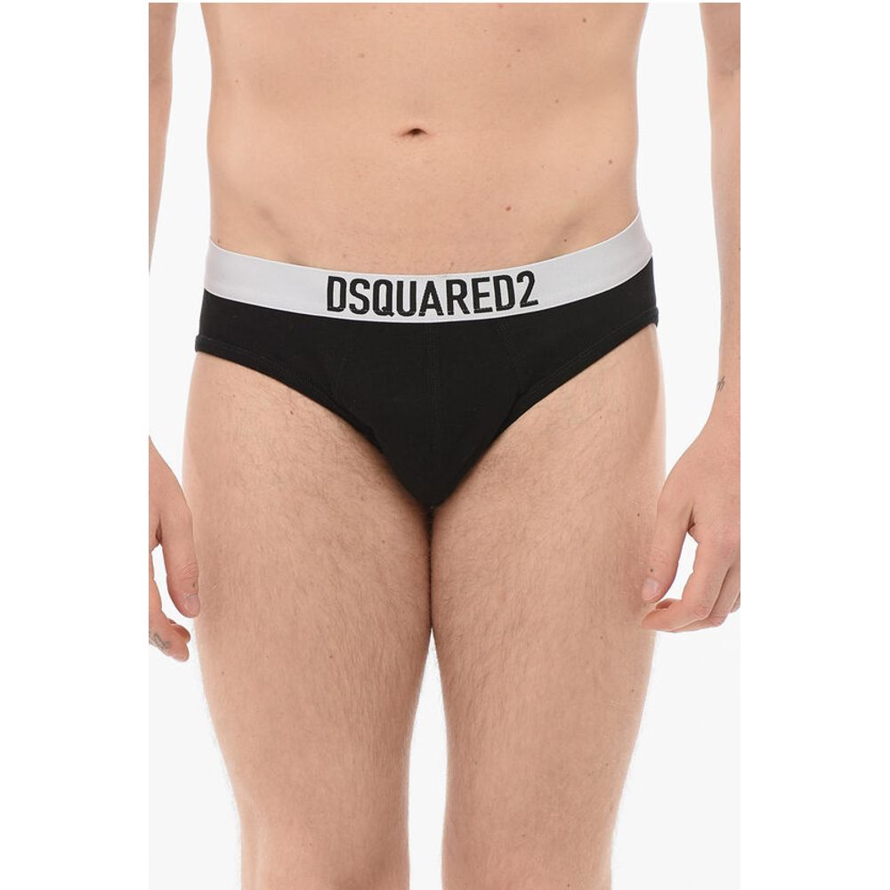 

Хлопковые трусы с логотипом на поясе Dsquared2, черный