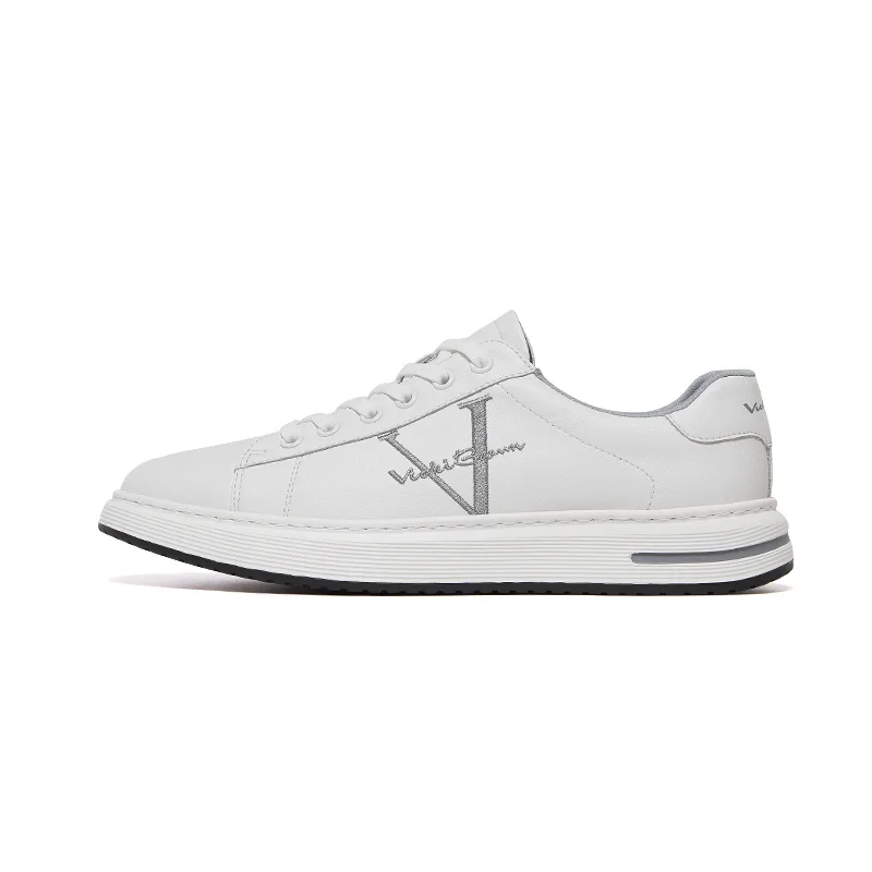 Кроссовки скейтерские мужские low top из кожи коровы VICKI BROWN, белый серый