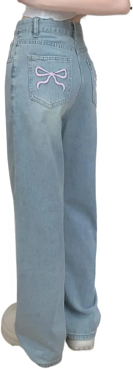 

Heyheyshine женские джинсы wide leg с вышивкой и принтом в готическом стиле