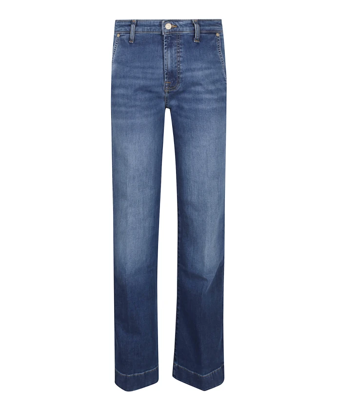 

Синие расклешенные джинсы с высокой талией, осень-зима 2025 7 For All Mankind, синий