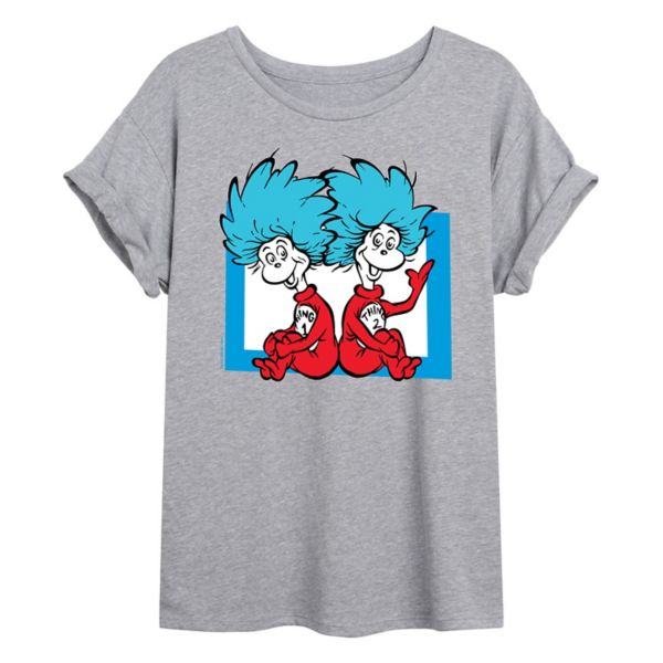 

Детская оверсайз футболка с Thing 1 и Thing 2 из Dr Seuss Licensed Character, серый