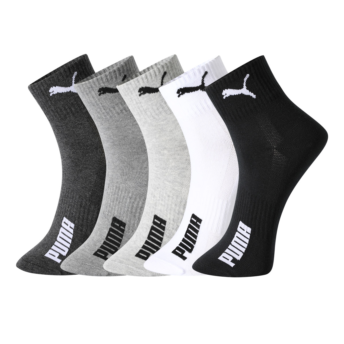

PUMA Носки мужские Crew Socks, 5 пар, черные/темно-серые/средне-серые/светло-серые/белые