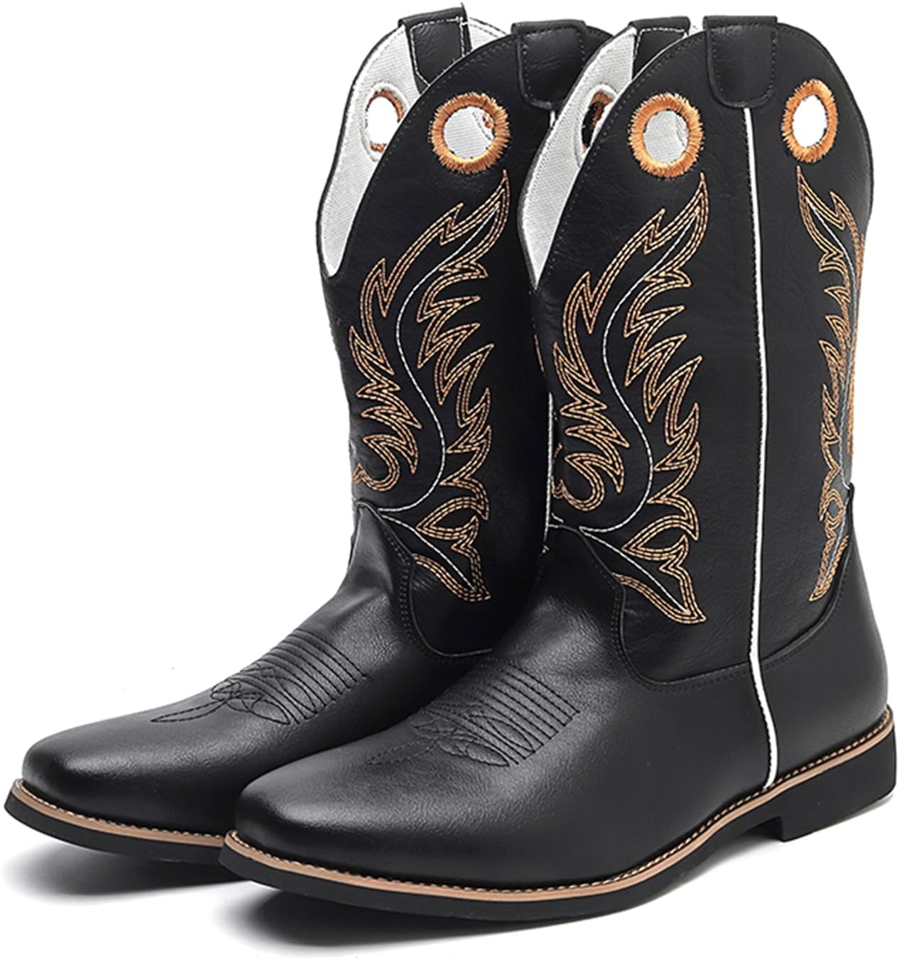 

Мужские ковбойские сапоги CHUUMEE с квадратным носком, классические модные вышитые вестерн-сапоги для мужчин, противоскользящие и прочные, черный