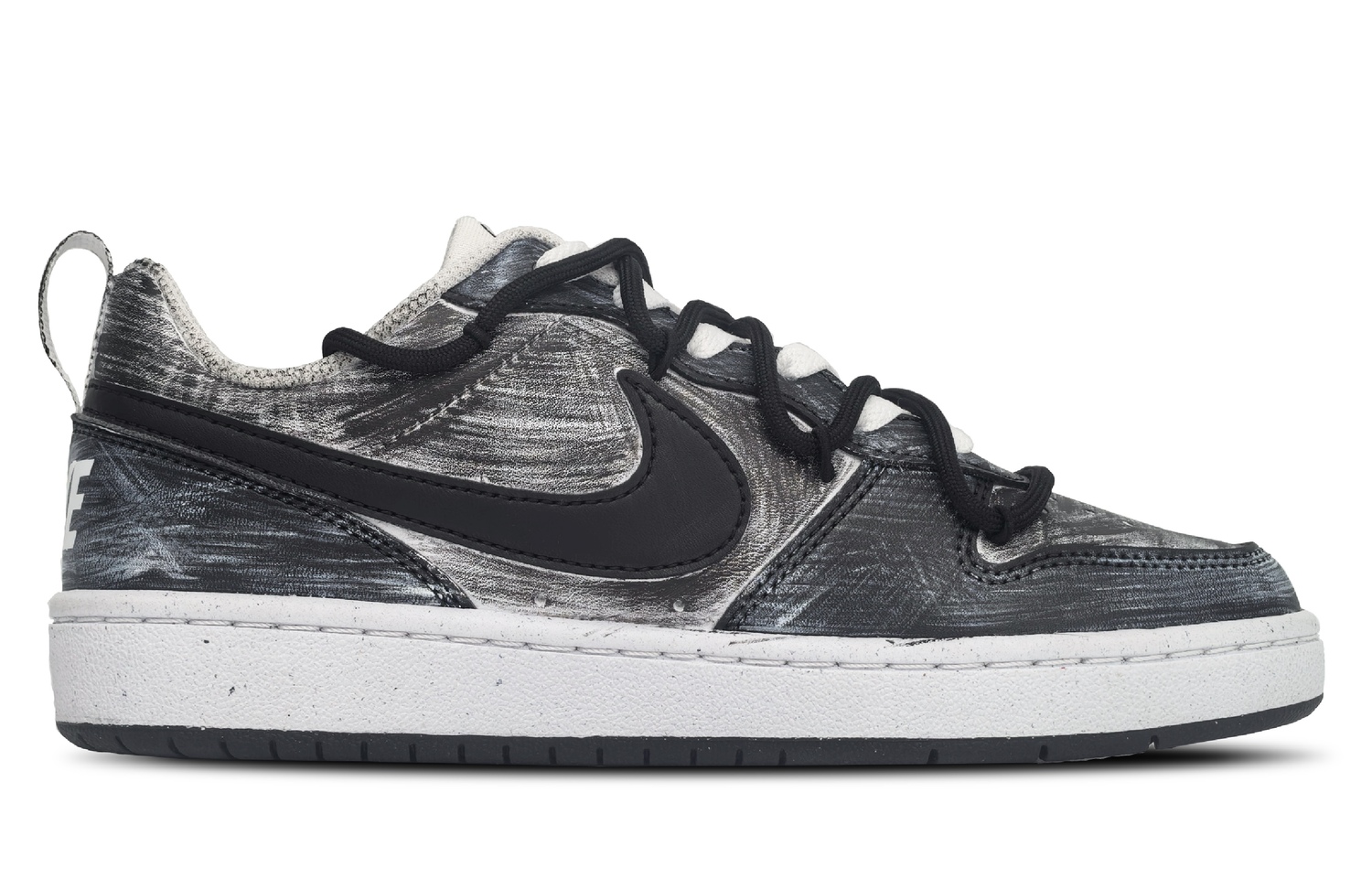 Nike Детские низкие скейтбордистские кроссовки Court Borough Starlight Sparkle, противоскользящие и износостойкие, черные, унисекс — фото 3