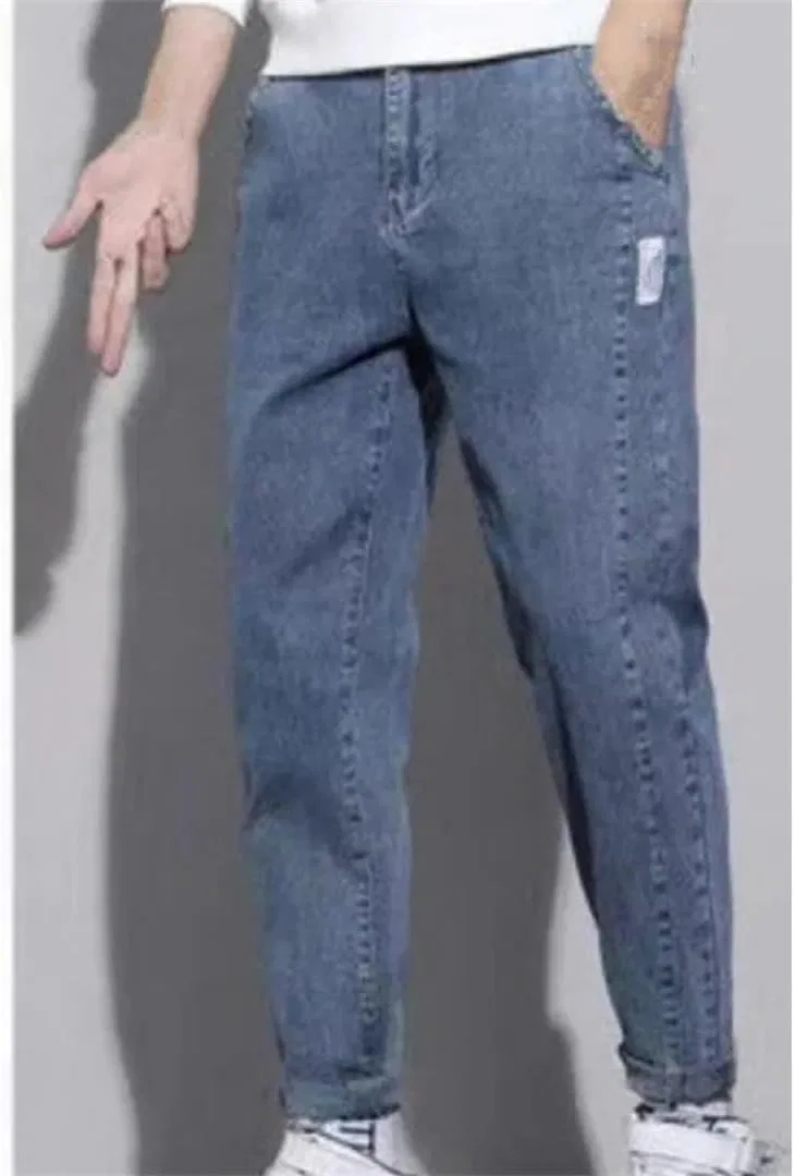 Джинсы свободные, Men's Drawstring Harem Jeans, серый — фото 3