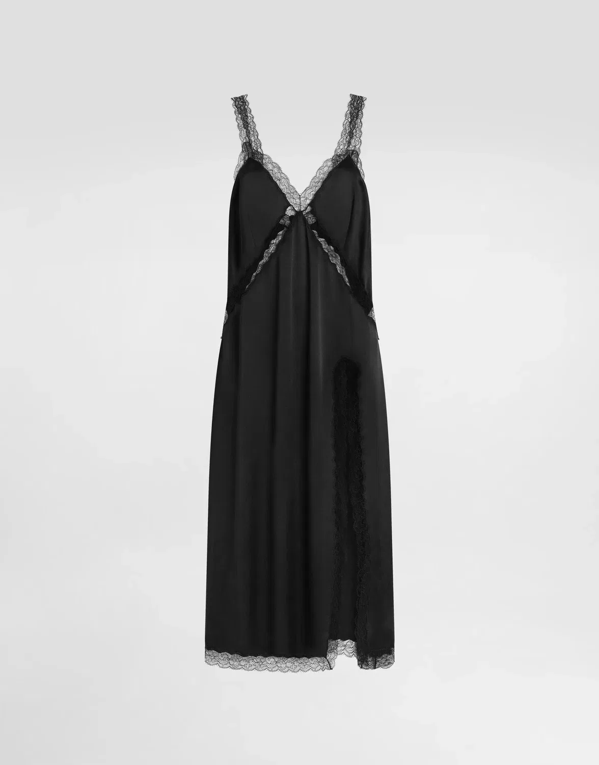 Шелковое атласное платье-комбинация DOLCE & GABBANA, черный