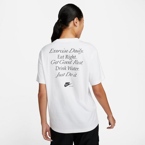 Футболка (WMNS) Nike Sportswear Boyfriend T-shirt 'White Black', белый — фото 2