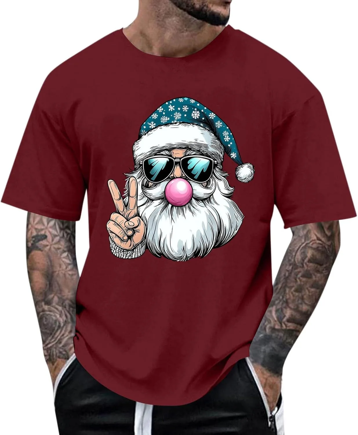 

Мужская футболка с рождественским принтом Santa, короткий рукав Sdeycui