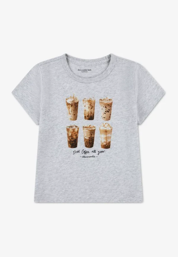 Футболка с классическим принтом "холодный кофе" Abercrombie & Fitch, Light Grey Heather