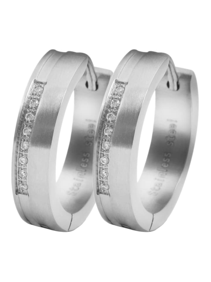 

Adeliás Женские серьги - серьги-кольца на шарнирах из нержавеющей стали со стразами серебристого цвета