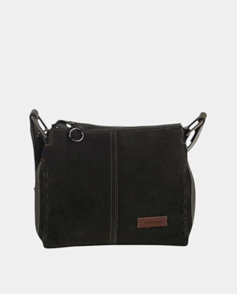 

Сумка через плечо из спилка на металлической молнии Volum, хаки