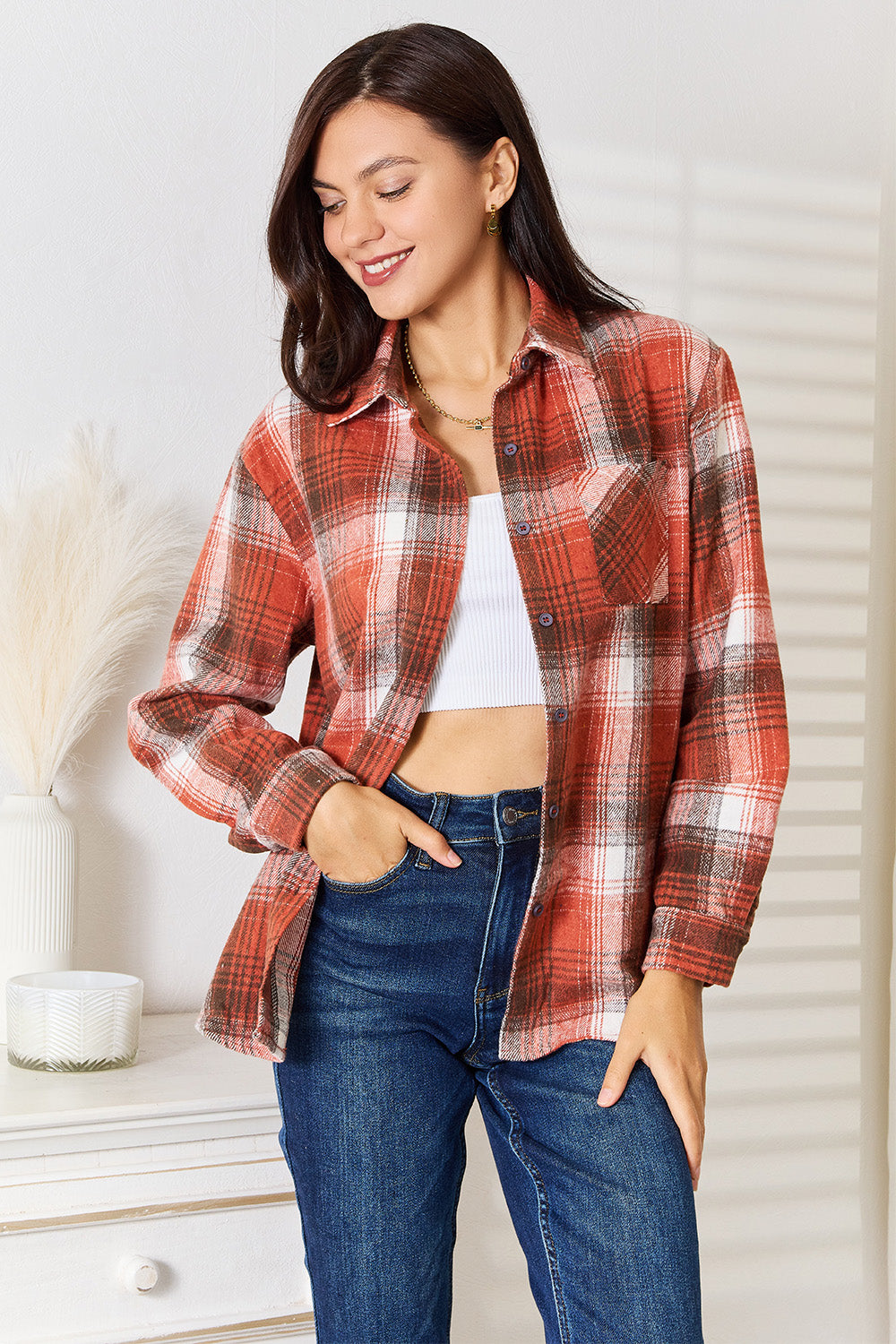 

Рубашка с длинным рукавом и клетчатым воротником FASHNZFAB, цвет ochre