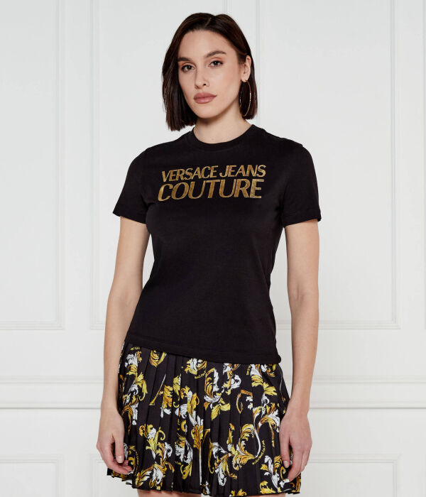 

Футболка женская Versace Jeans Couture с золотым логотипом, черный