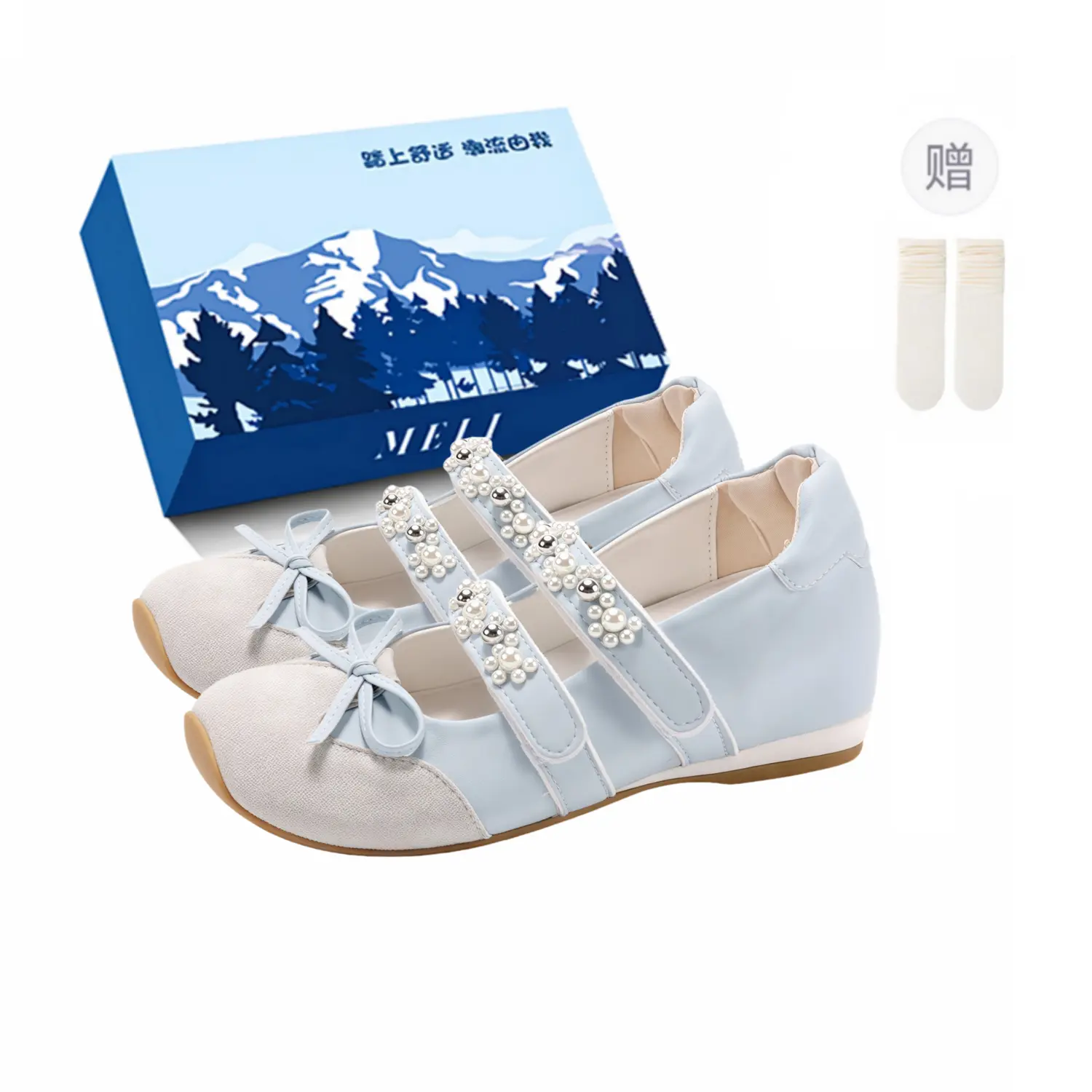Fawn Miri Голубые женские балетки Мэри Джейн, цвет Blue — фото 3