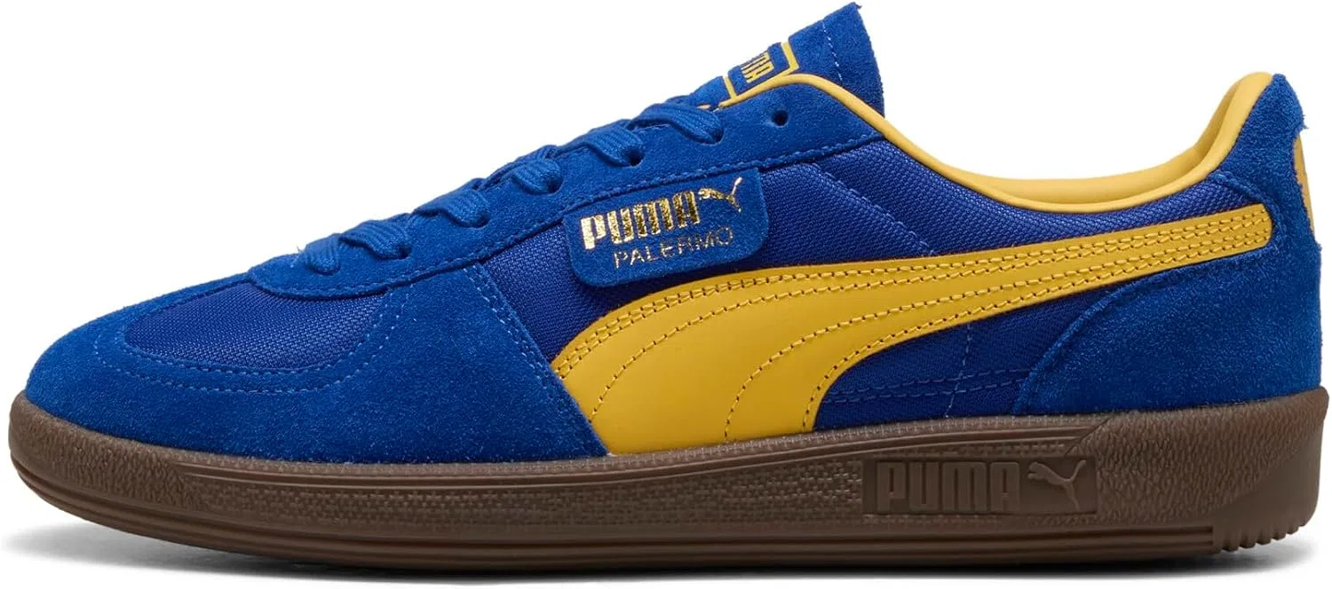 Мужские винтажные кроссовки Puma Palermo, 25 Frühlings Und Sommerfarben Lebendiges Blau Sonnengelb 02