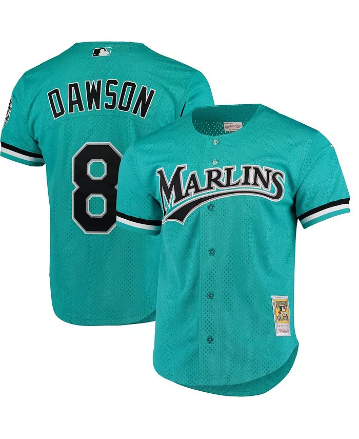 

Мужская модная бейсбольная майка для тренировок Andre Dawson Teal Florida Marlins из коллекции Cooperstown, сетчатая Mitchell & Ness