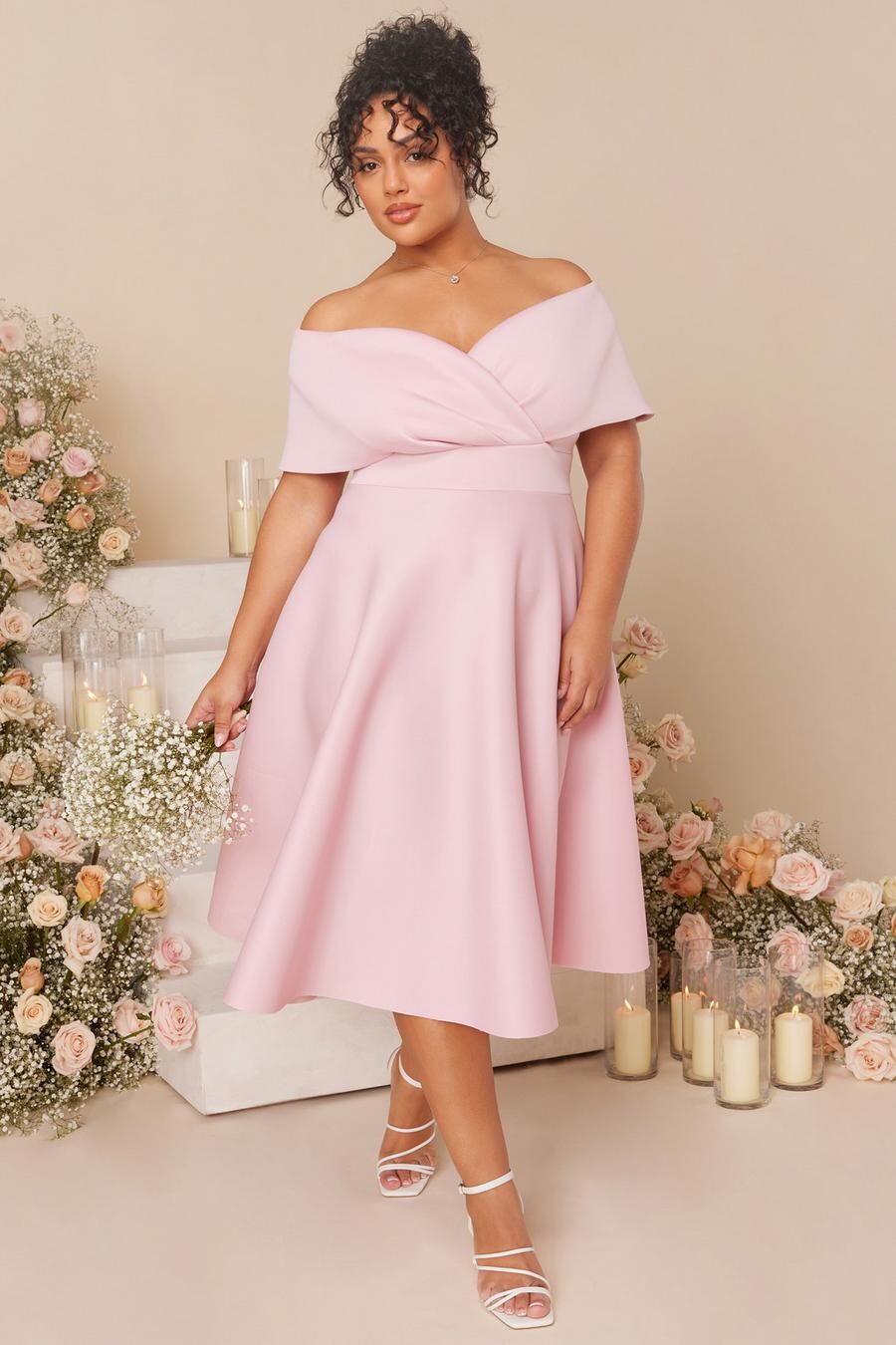 

Платье-футляр Curve Pink Midi QUIZ Clothing