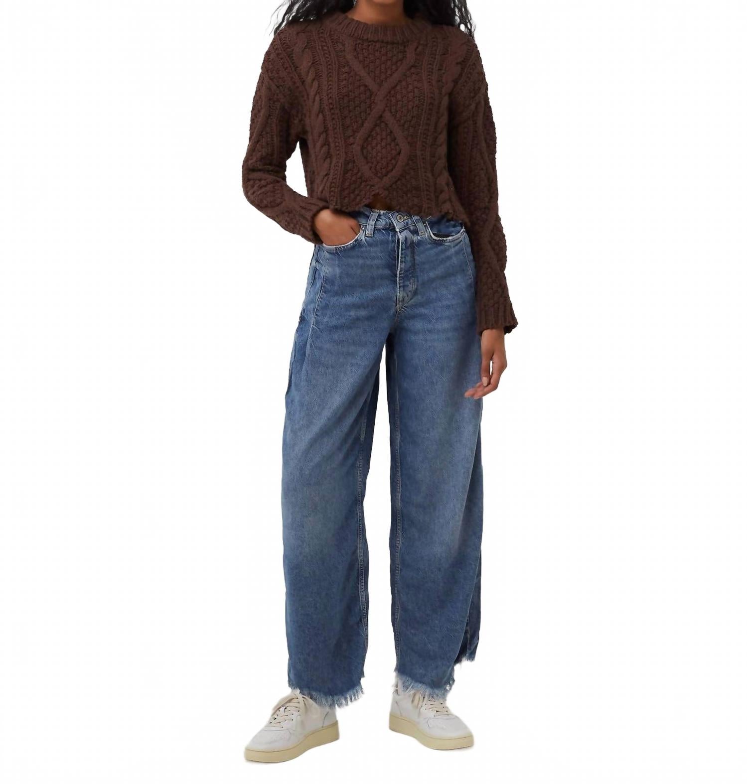 

Свитер Cutting Edge Cable в шоколадном цвете Free People, шоколадный