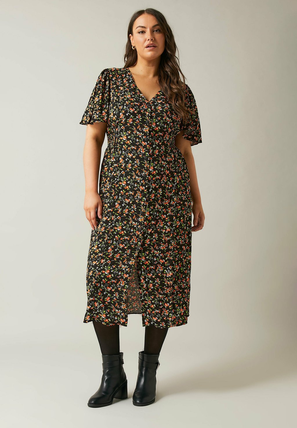 

Платье-рубашка FLORAL PRINT MIDI Evans, оранжевый