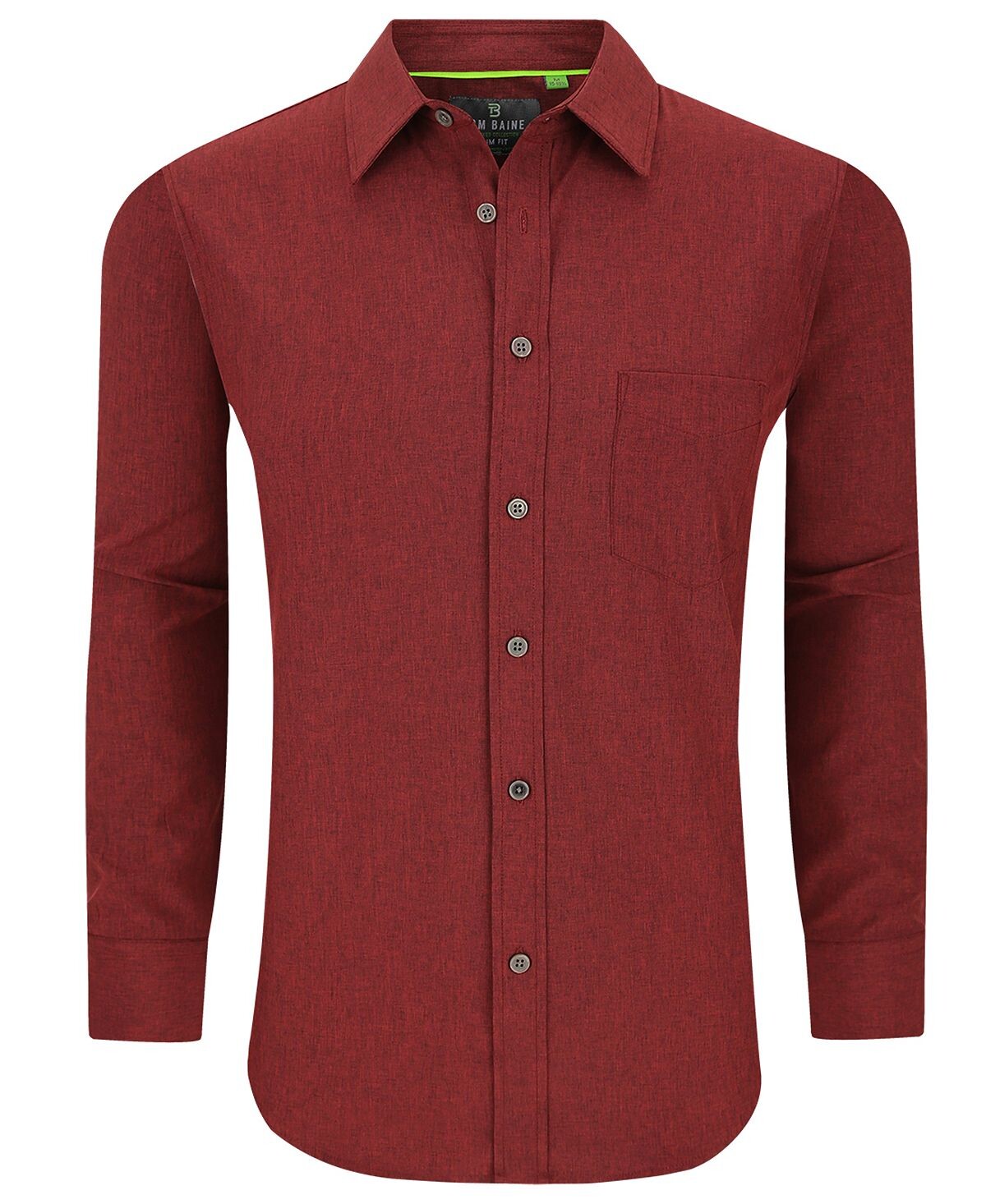 

Мужская однотонная классическая рубашка на пуговицах с длинным рукавом Slim Fit Performance Tom Baine