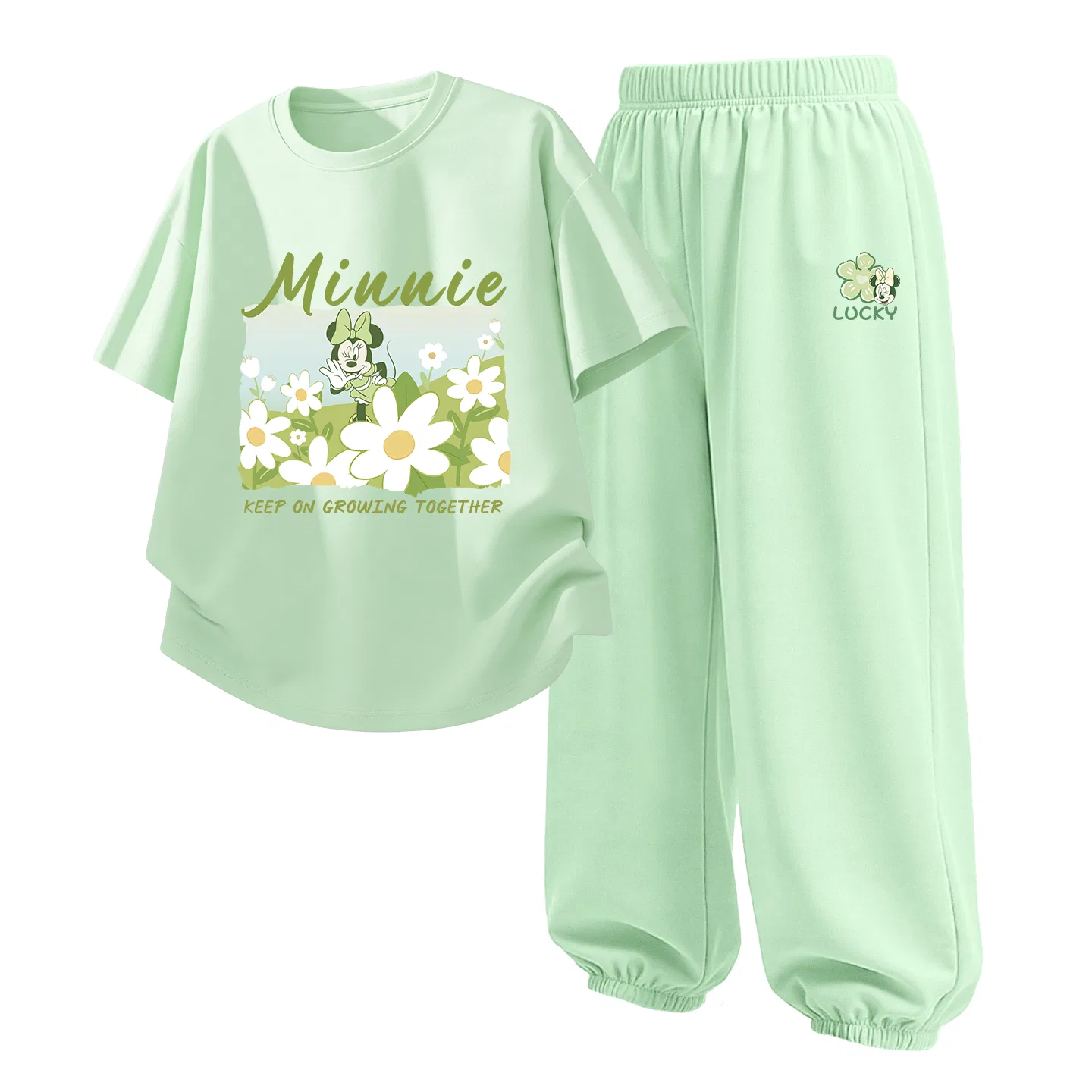 Детский спортивный костюм Casual Sportswear 2 Piece Set Disney, Di Flower between Milk Green+Di Lucky Clover K Green Grape