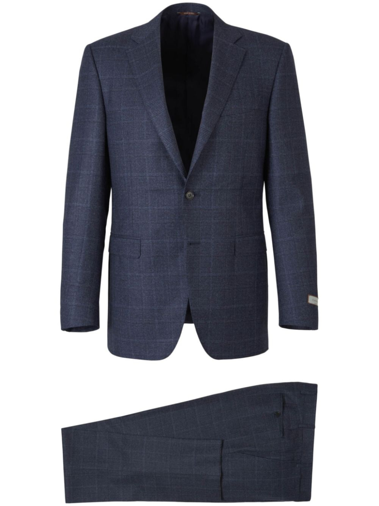 

Canali клетчатый костюм с однобортным пиджаком, синий