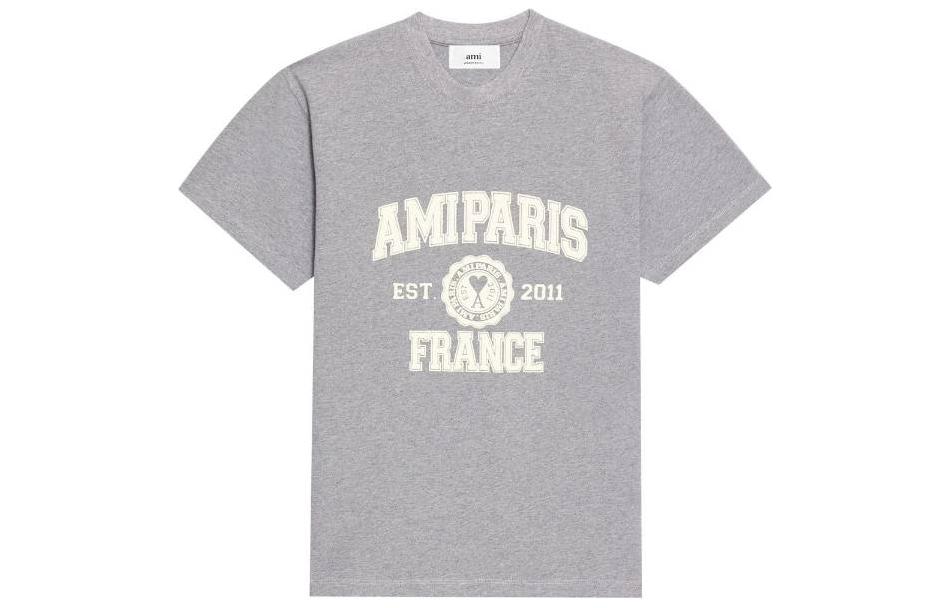 

Футболка с круглым вырезом и принтом логотипа Ami Paris AMIPARIS, серый