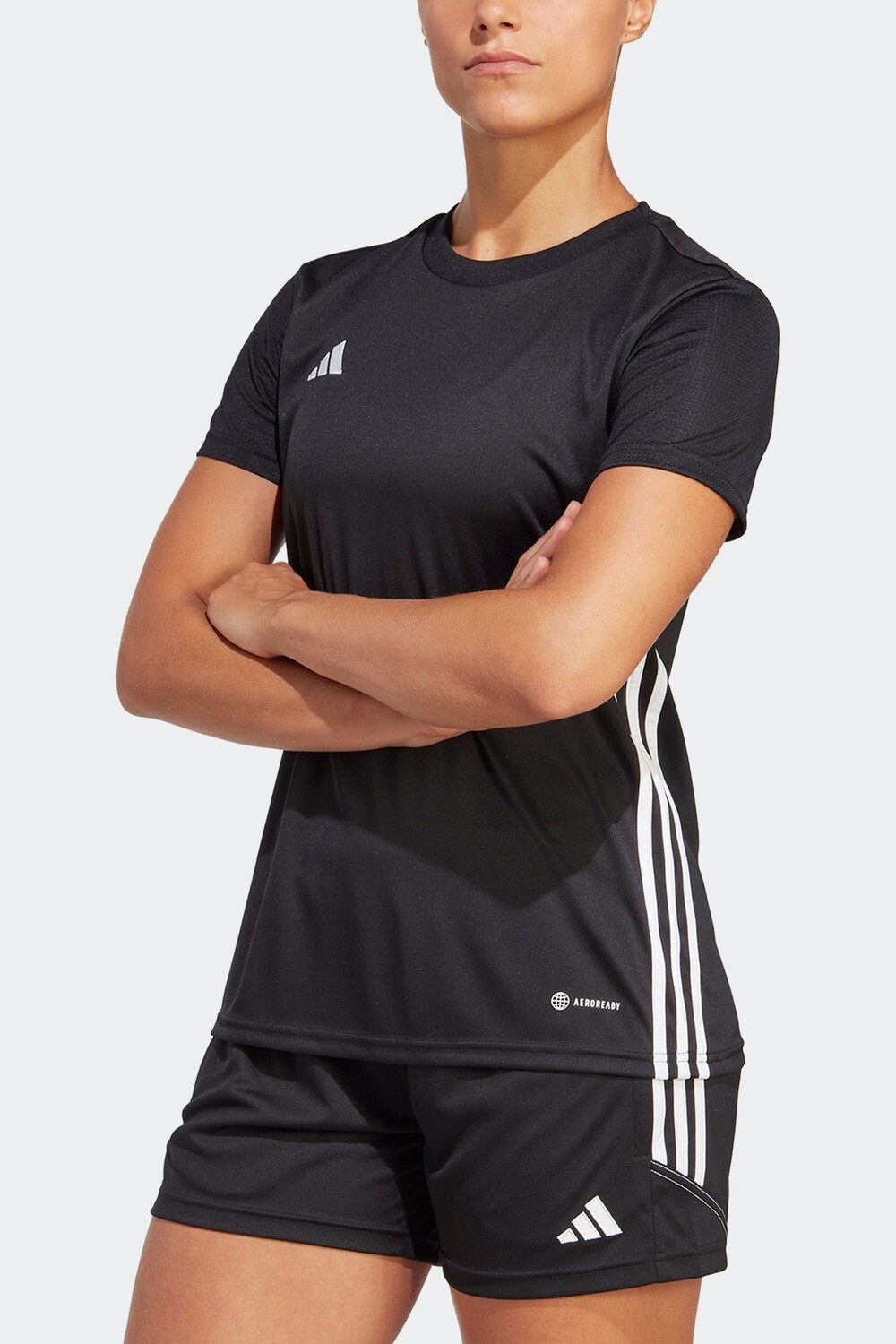 Женский трикотажный топ Table 23 с круглым вырезом adidas, черный — фото 4