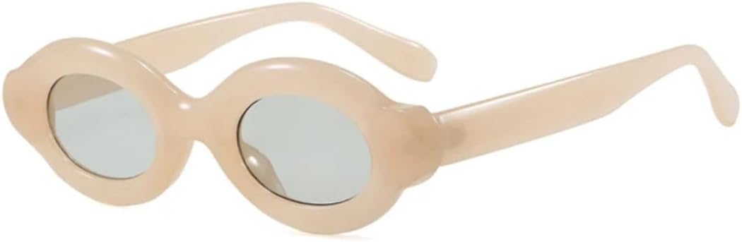 

Солнцезащитные очки для мужчин и женщин - защита UV400 - маленькие овальные линзы в стиле панк, яркие, для занятий спортом на открытом воздухе и вождения DSVIGF, Jelly Beige Gray