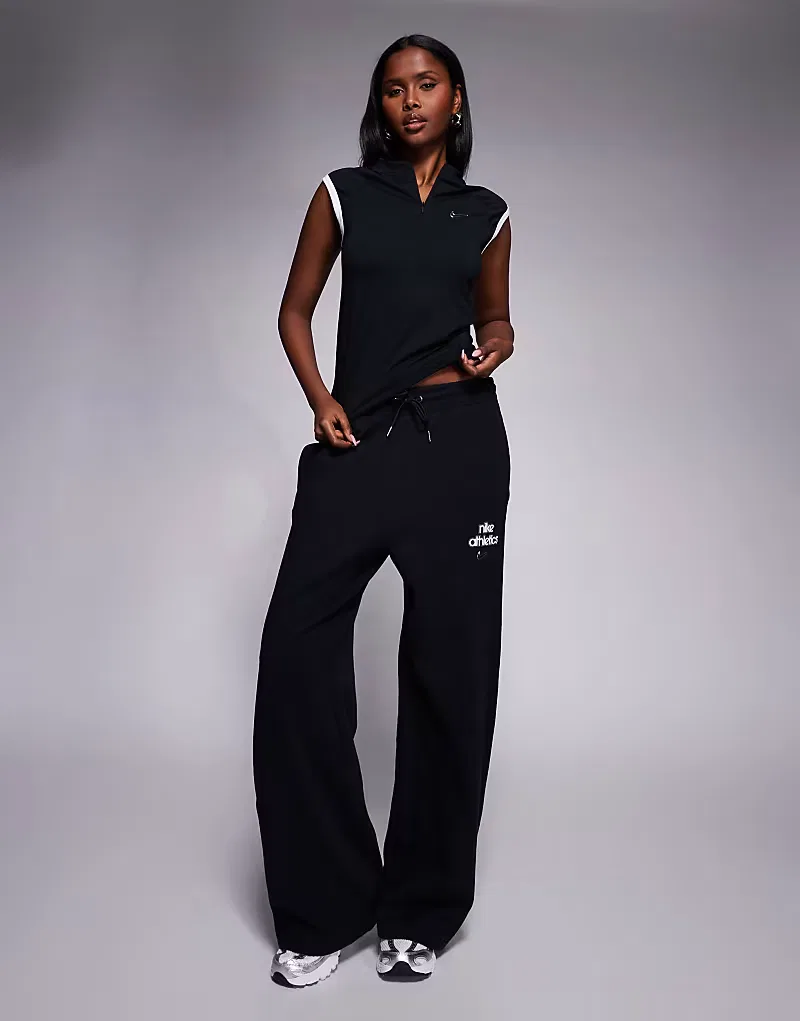 Спортивные брюки Nike Phoenix Fleece с высокой талией и широкими штанинами, черный