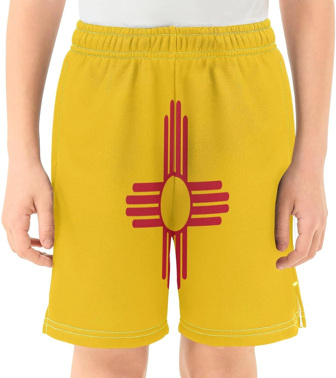 Шорты для мальчиков GuoChe Athletic Shorts, дышащие, с карманами, New Mexico State Flag — фото 2