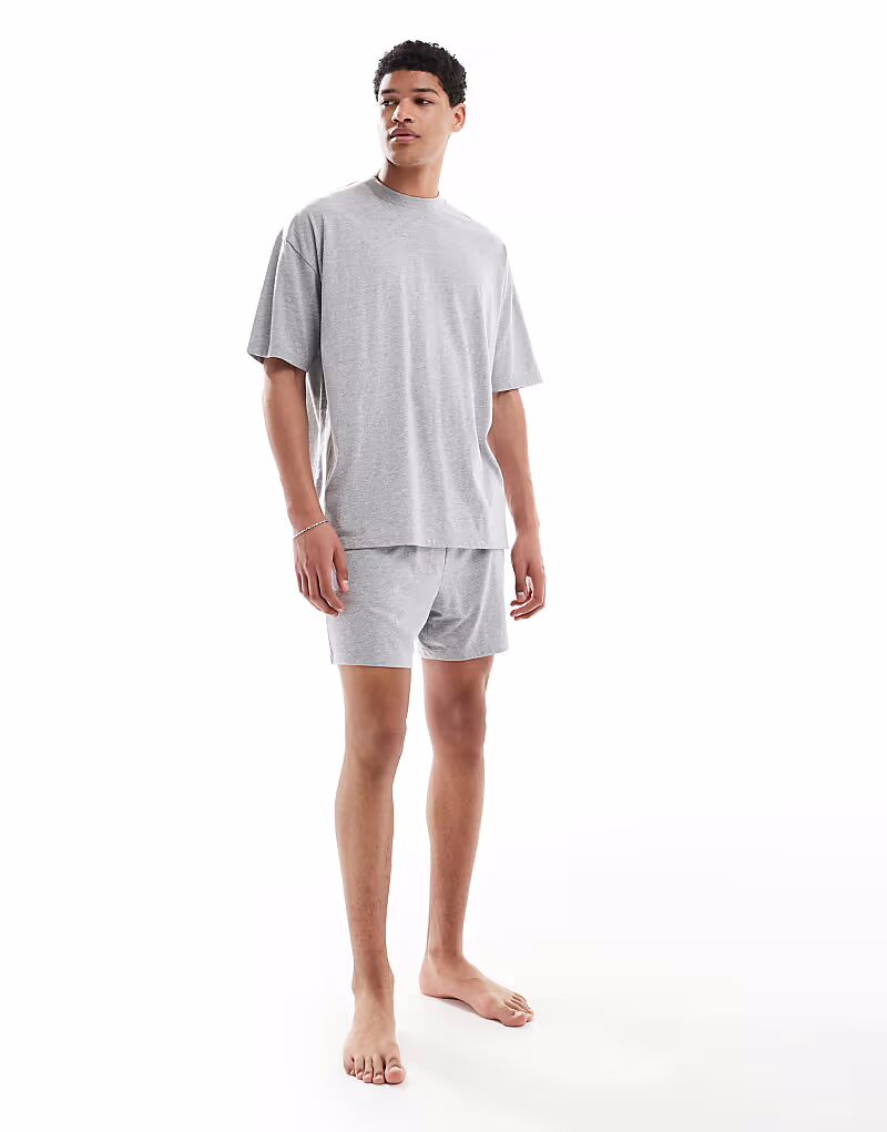 

Пижамный комплект ASOS DESIGN серого меланжевого цвета