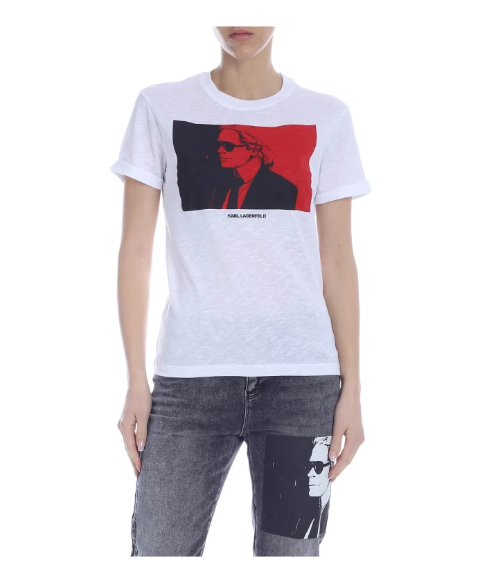 

Футболка Flaming из хлопка в стиле колор блок Karl Lagerfeld, белый