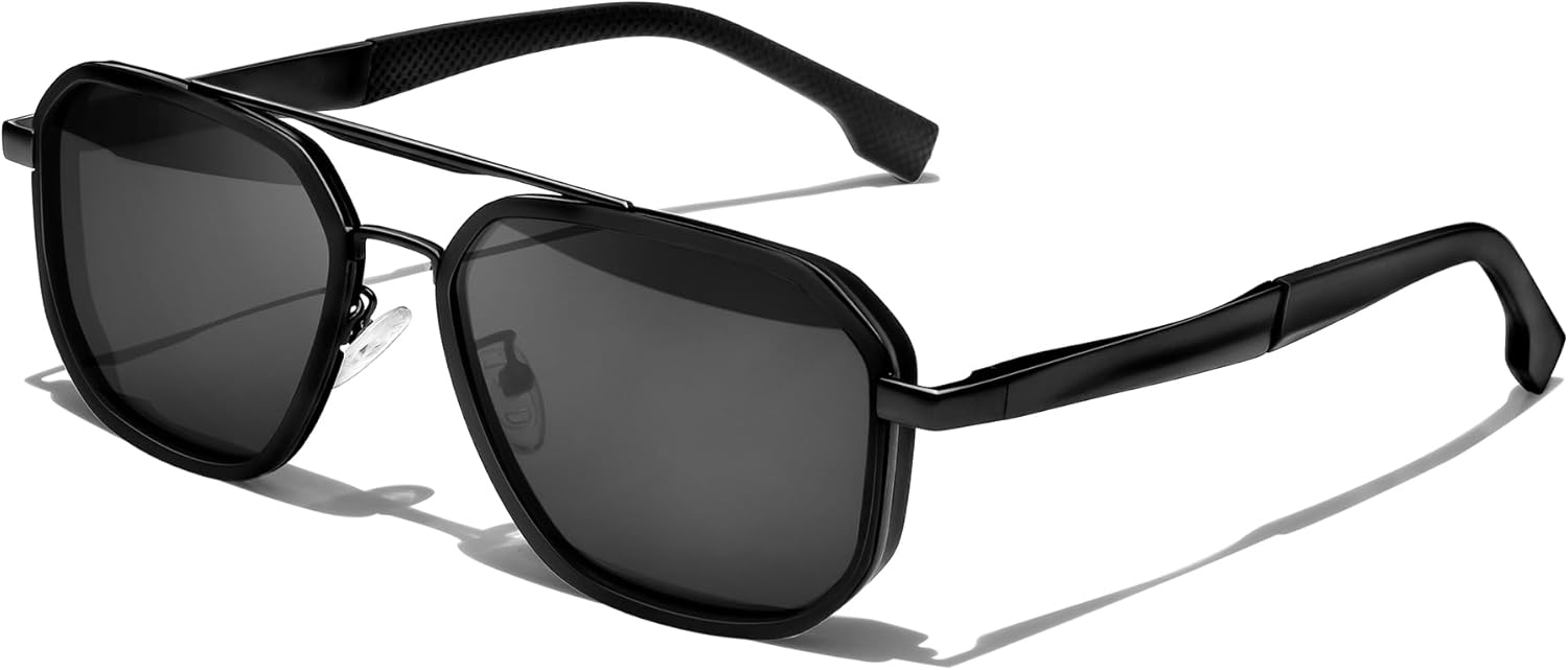 

Солнцезащитные очки-авиаторы KANASTAL для мужчин и женщин, поляризованные, в стиле милитари, с защитой от УФ-излучения UV400, металлические, шестиугольной формы, авиационные, 【a1】matte Black/Black