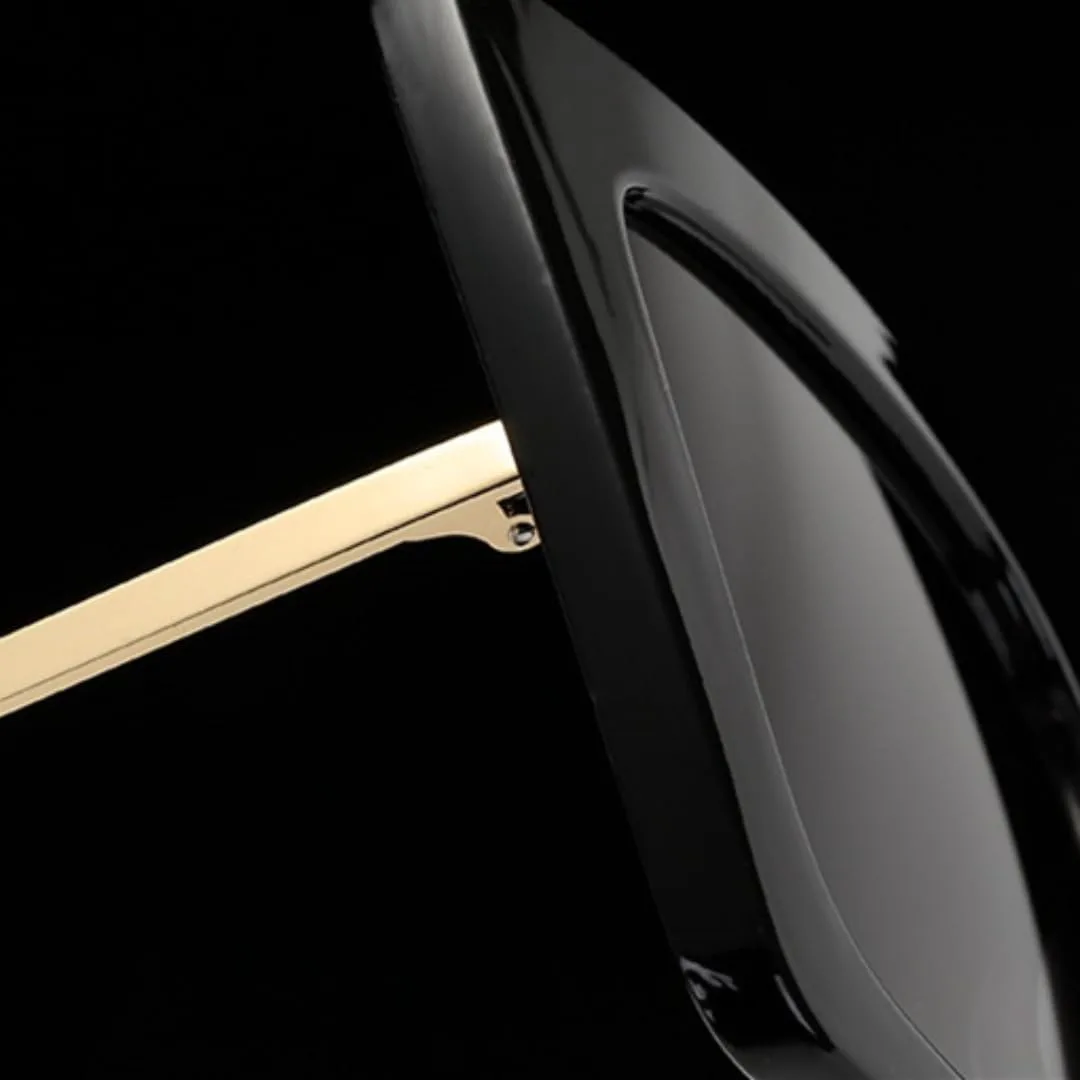 

Винтажные квадратные женские солнцезащитные очки, модные, увеличенного размера, жемчужные, в форме «кошачий глаз», большие, из сплава, элегантные UATXTAU, Gray