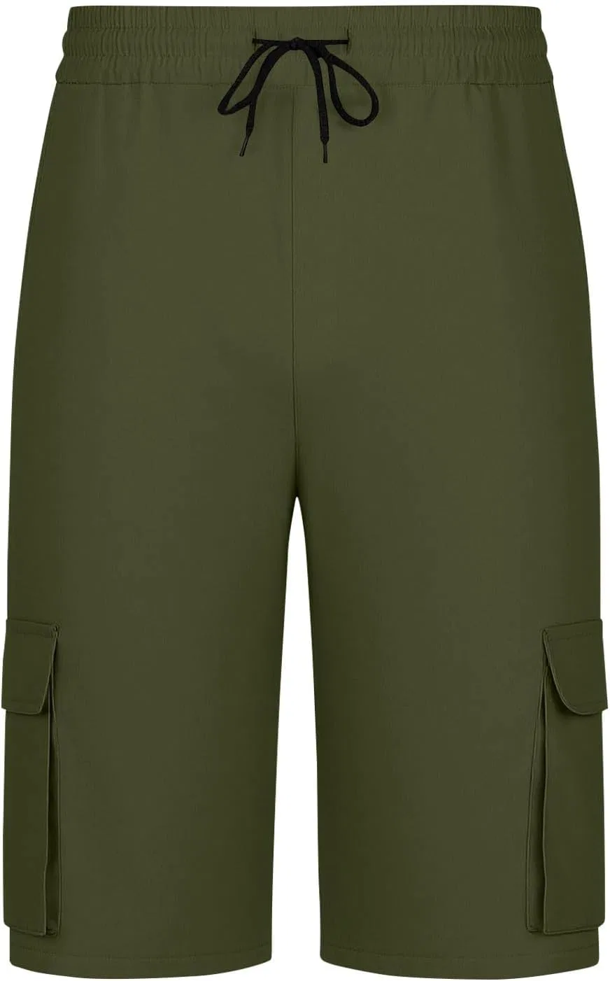 Шорты карго мужские на эластичном поясе, Army Green — фото 4