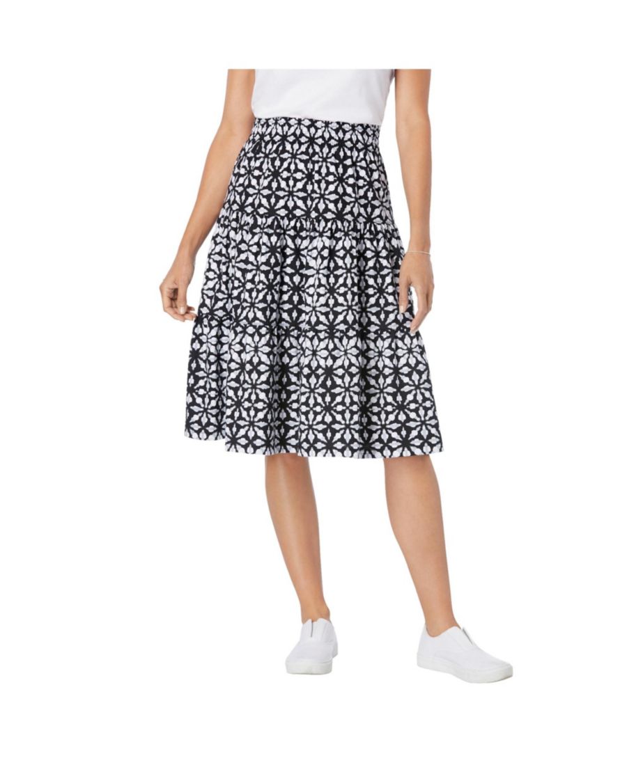 

Женская трикотажная многоярусная юбка большого размера с эластичным поясом Woman Within, Black watercolor tile