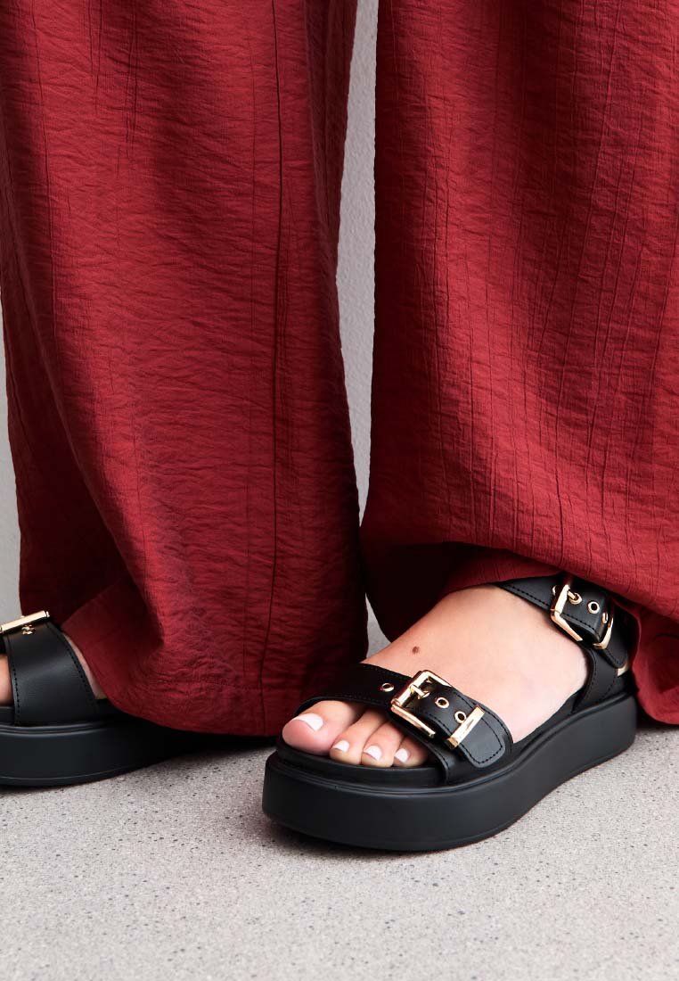 Босоножки на платформе WIDE FIT BUCKLED FLATFORM New Look Wide Fit, черный